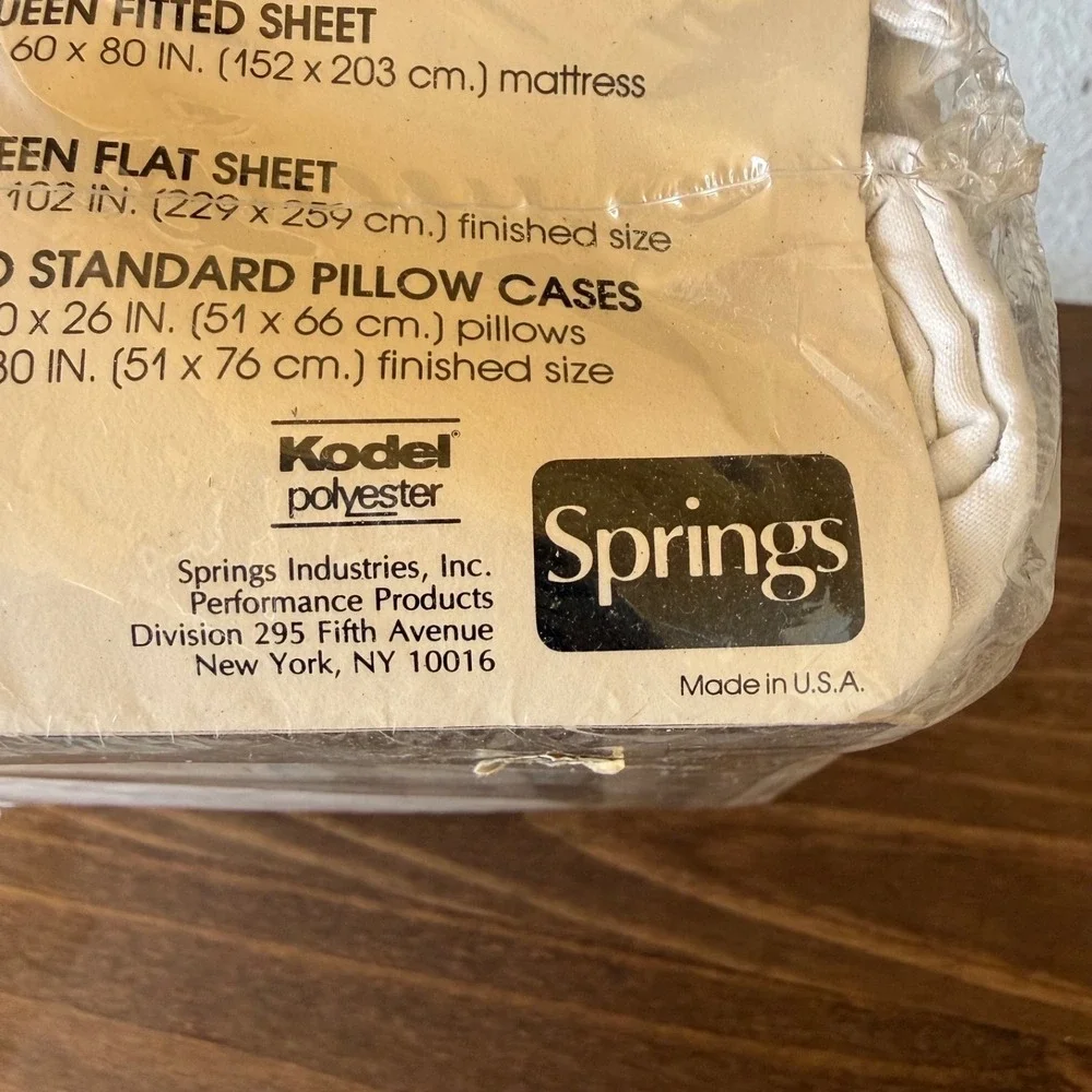 Vintage Springs Twilite White Sheet Set‎ Queen 4pc NOS No Iron USA